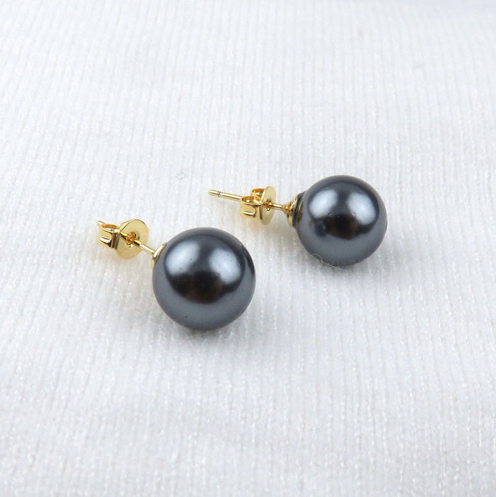 Black Tahitian Shell Pearl Stud Earrings