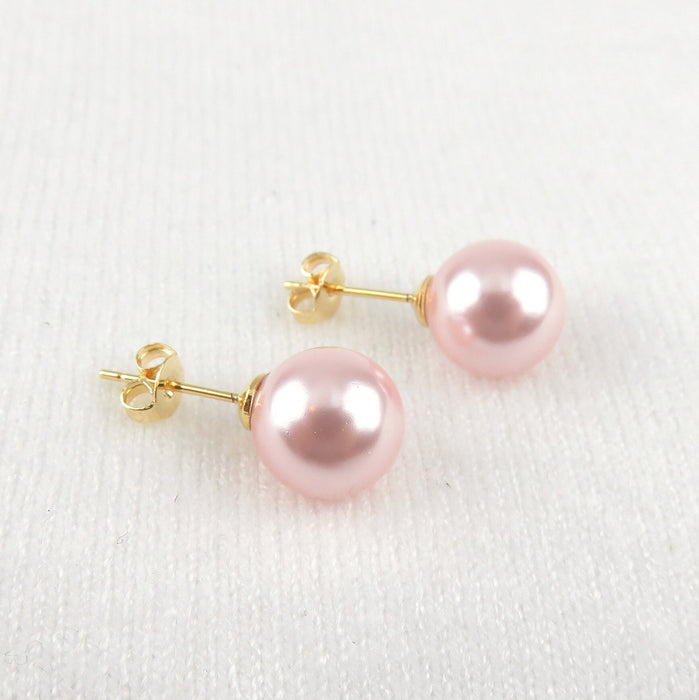 Pink Pearl Stud Earrings