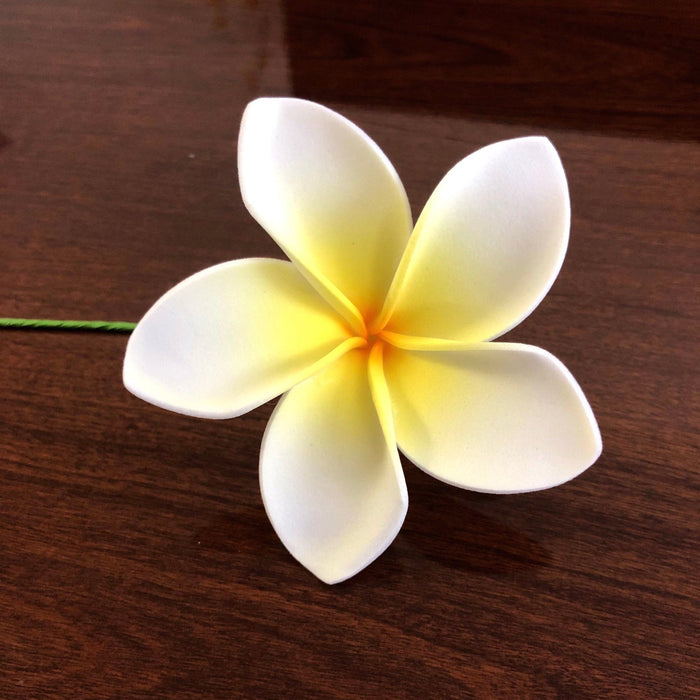 3" White and Yellow Plumeria Foam Flower