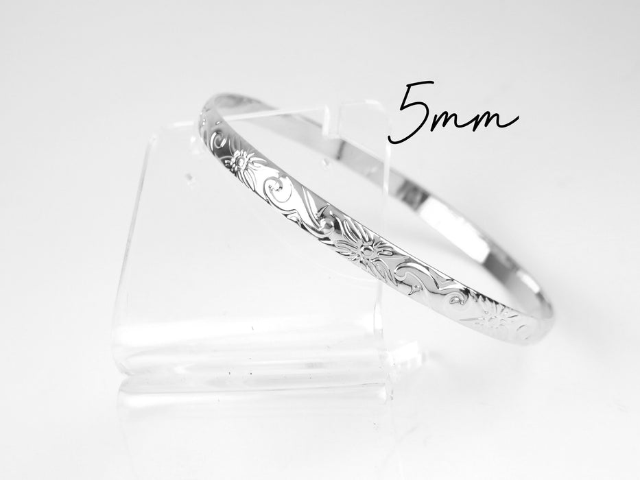 5mm Hawaiian Heirloom Design Silver Bangle