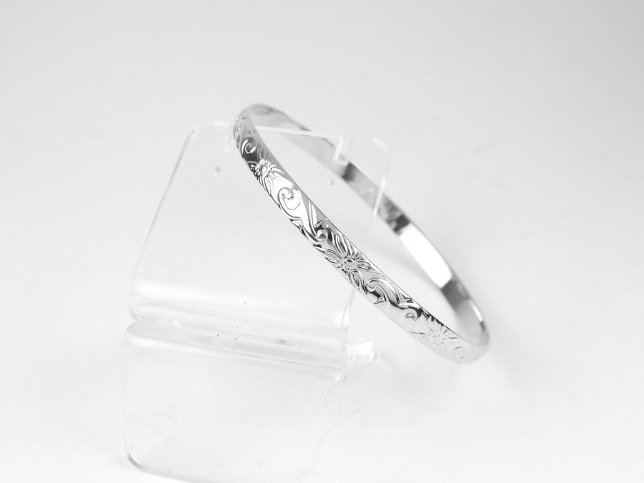 5mm Hawaiian Heirloom Design Silver Bangle