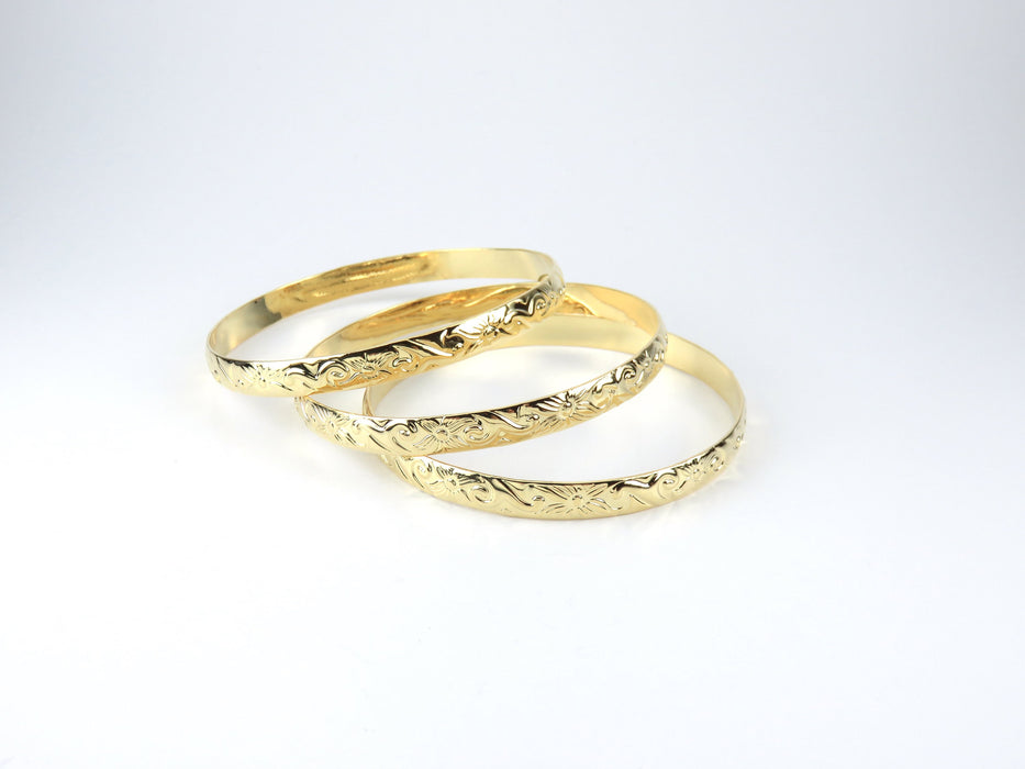 7mm Hawaiian Heirloom Design Gold Bangle