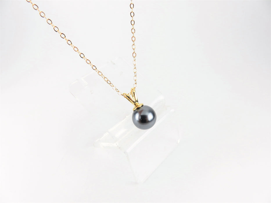 Double Bail Black Tahitian Shell Pearl Necklace