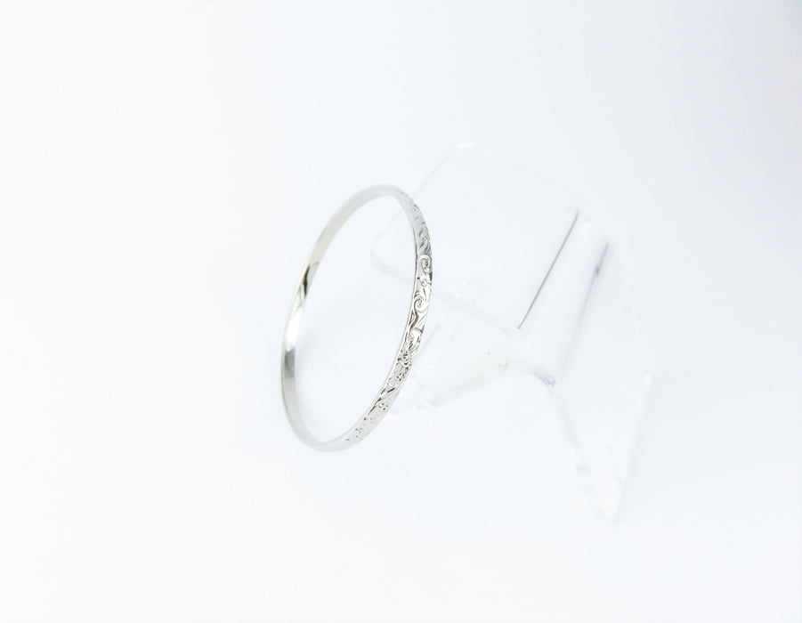 3mm Hawaiian Heirloom Design Silver Baby Bangle