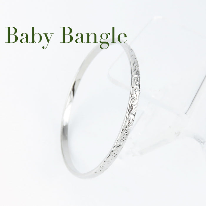 3mm Hawaiian Heirloom Design Silver Baby Bangle