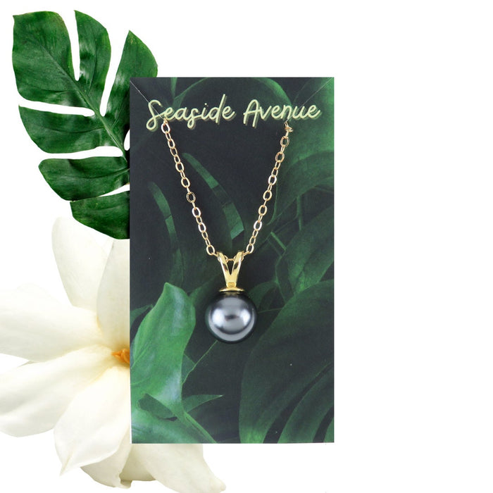 Double Bail Black Tahitian Shell Pearl Necklace