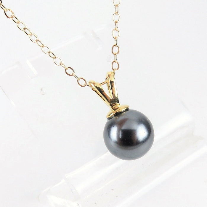 Double Bail Black Tahitian Shell Pearl Necklace